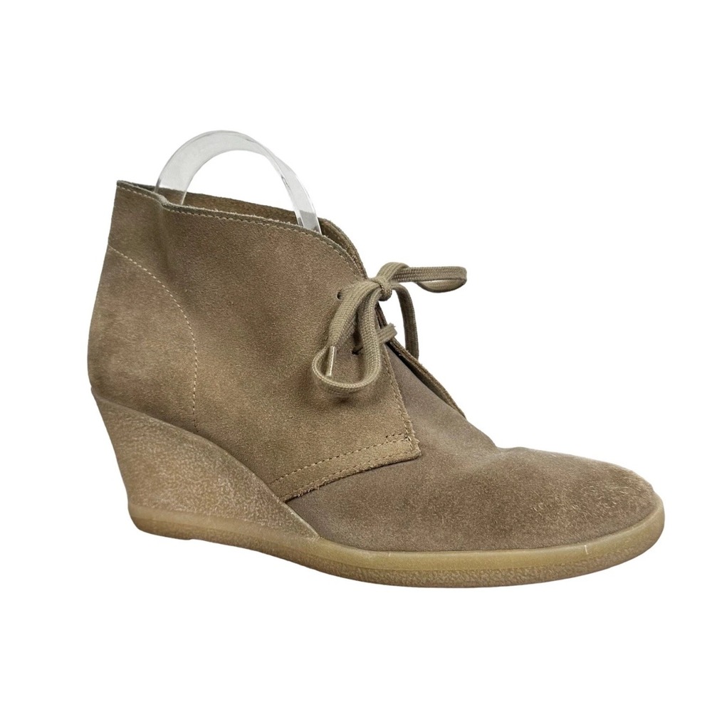 J Crew Women's Size 8 Macalister Made In Italy Taupe Suede Wedge‎ Ankle Booties